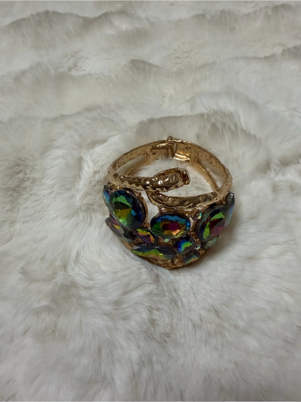 Gold-Tone Multicolor Crystal Statement Cuff Bracelet - Picture 2 of 5